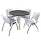 Kee Kee Round Table & Chair Set, Wood, Metal, Plastic Top, Grey TB36RNDGYBPCM47GY - alternate 1